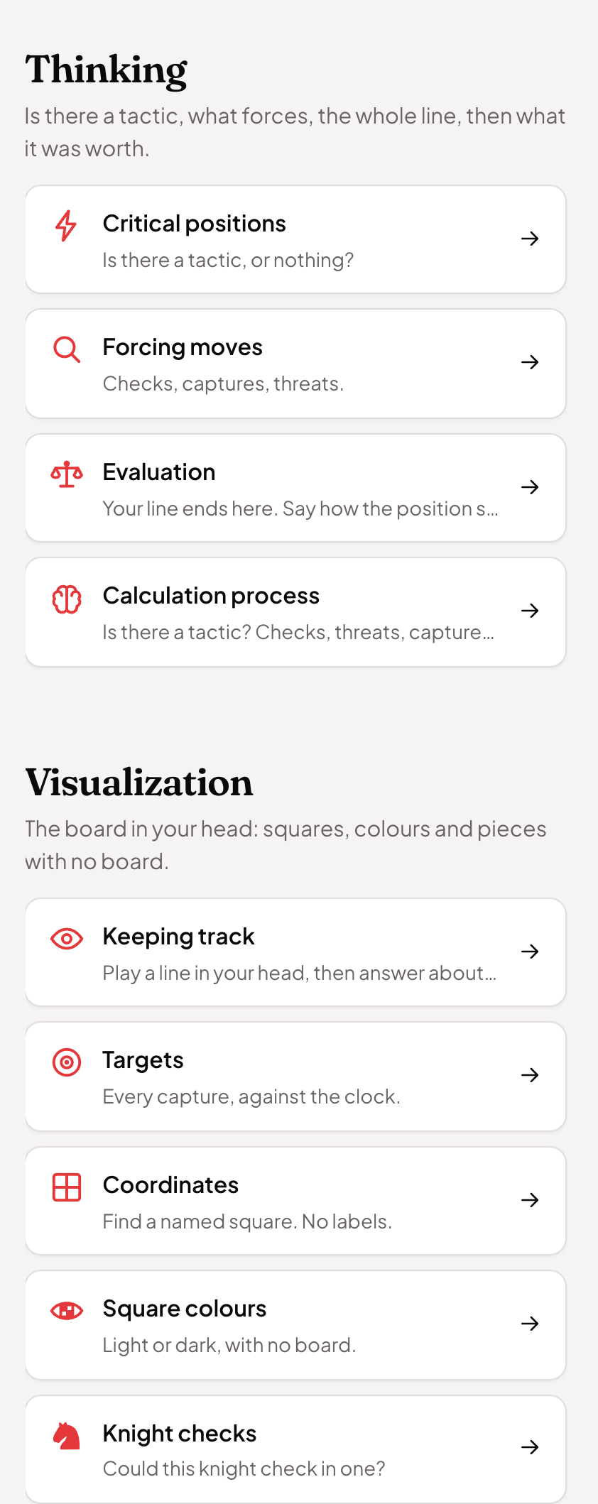 The same two Drills pages on a phone